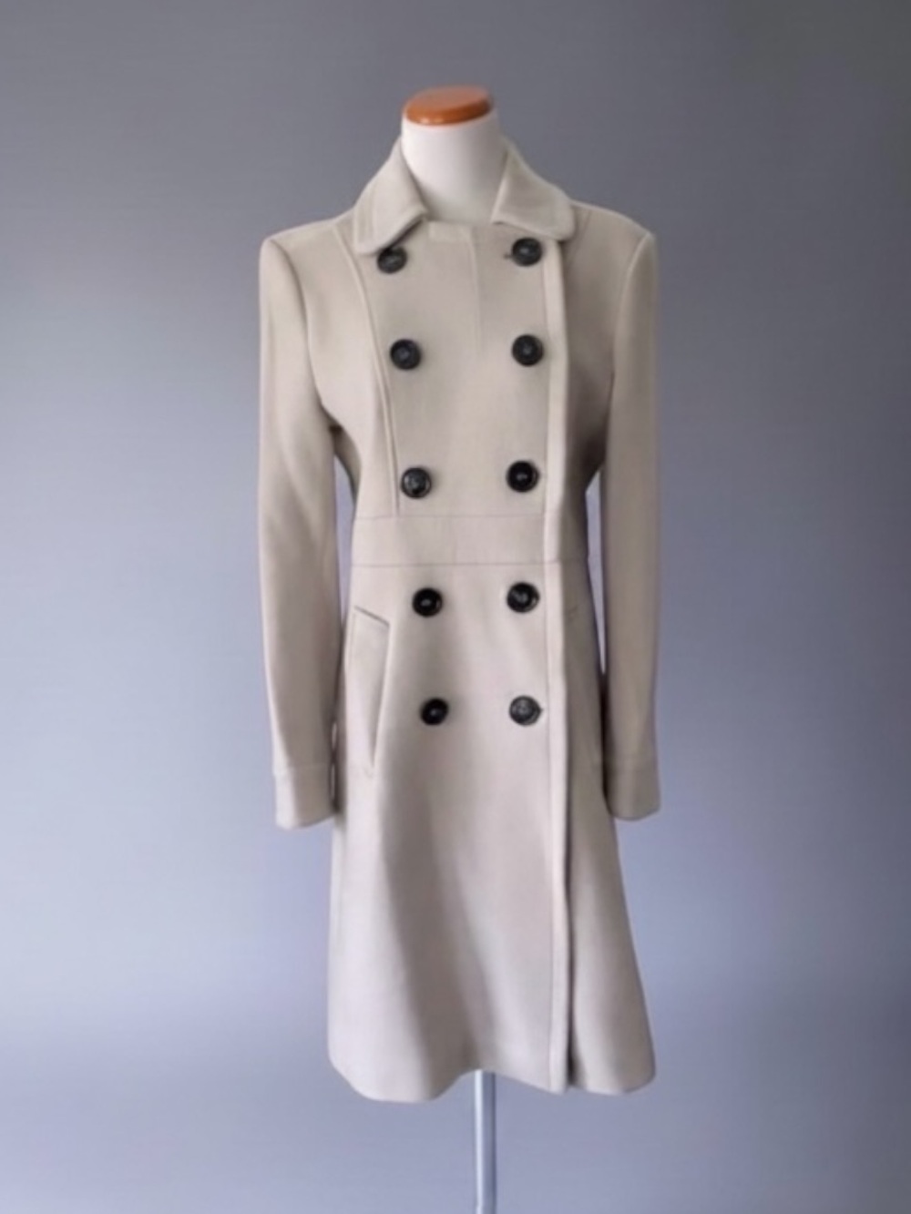 BURBERRY London Dove Grey Military Wool Coat Size 10